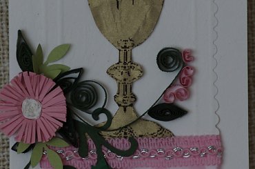 kartka komunijna dla dziewczynki #KartkaRęcznieRobiona #NaKomunię #quilling #ŚwieceniaKapłańskie #ŚwięceniaKapłańskie #ZOkazjiPierwszejKomunii
