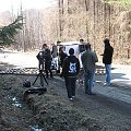 Postój w lesie.. z powodu pracy ekipy filmowej na leśnej drodze.
