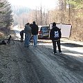 Postój w lesie.. z powodu pracy ekipy filmowej na leśnej drodze.