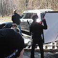 Postój w lesie.. z powodu pracy ekipy filmowej na leśnej drodze.