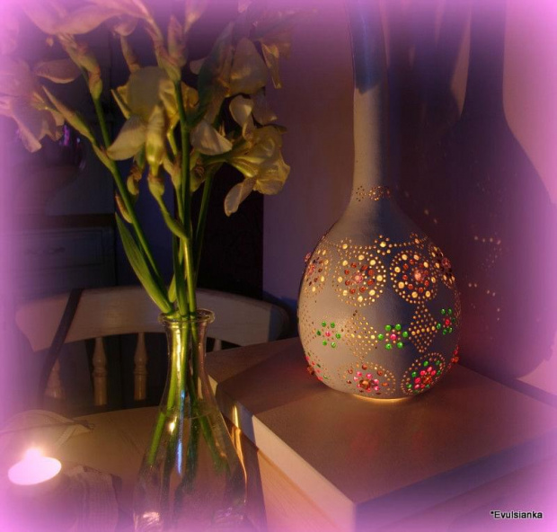 lampa z tykwy 2 - wykonana samodzielnie #decoupage #lampa #StaraŻelazko #tykwa