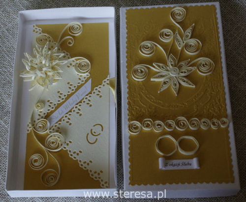 Quilling- kartka ślubna w pudełku #card #kartka #KartkiŚlubne #PudełkoOzdobne #ślubna #wedding