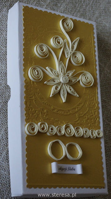 pudełko do kartki ślubnej - quilling #card #kartka #KartkiŚlubne #PudełkoOzdobne #ślubna #wedding