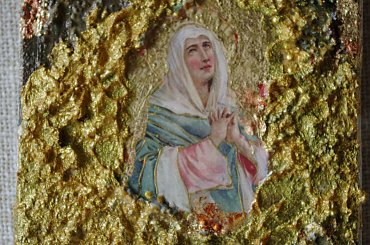 obrazek-ikona wykonane techniką decoupage #anioł #ikona #madonna #NaDrewnie #obrazek #steresa