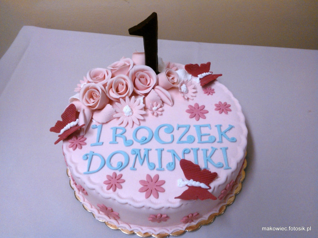 1 roczek Dominiki #tort #jedynka #motylki #urodzinyróze