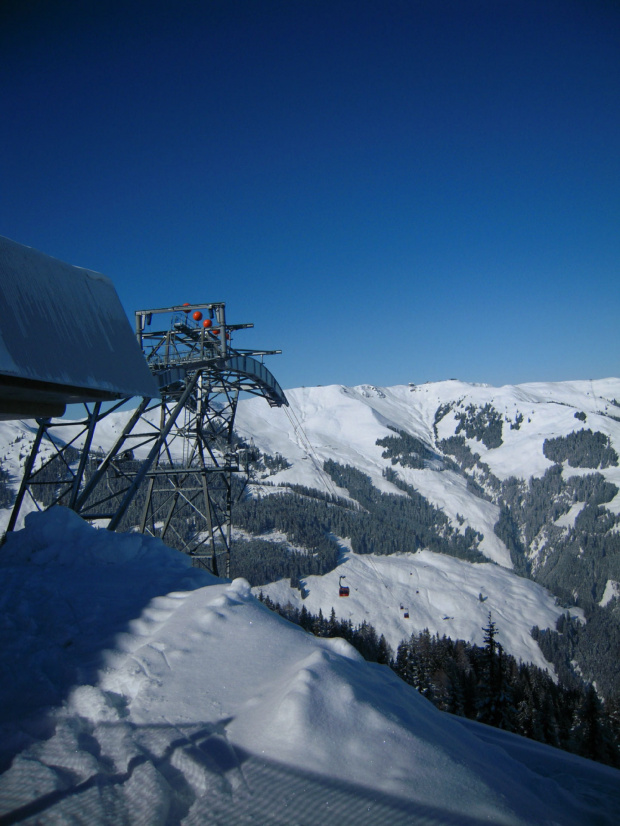 KitzSki, ale już na stokach Wurzhöhe, widać kolejkę 3S #Alpy #Austria #góry #narty