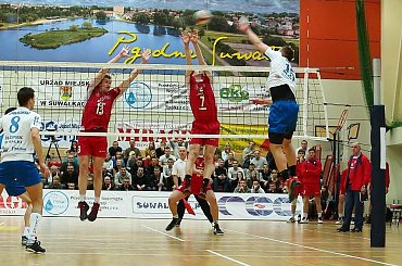 Mecz I ligi siatkówki mężczyzn: Ślepsk Suwałki – Energa Pekpol Ostrołęka 3:1, Hala OSiR, 16 marca 2013 #Ślepsk #Suwałki #EnergaPekpolOstrołęka #HalaOSiR #siatkówka #ILiga