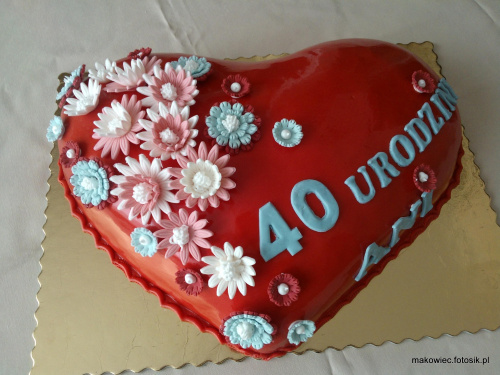 Torcik urodzinowy dla Ani #serce #TortyOkolicznościowe #tort #czterdziestka