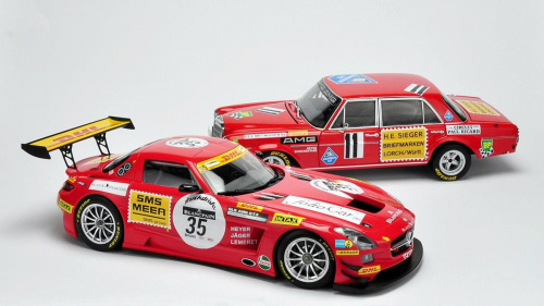 Mercedes SLS AMG GT3 Black Falcon SPA 2011 & Mercedes 300 SEL 6.8 AMG 24H PAUL Richard 1971 - 1:18