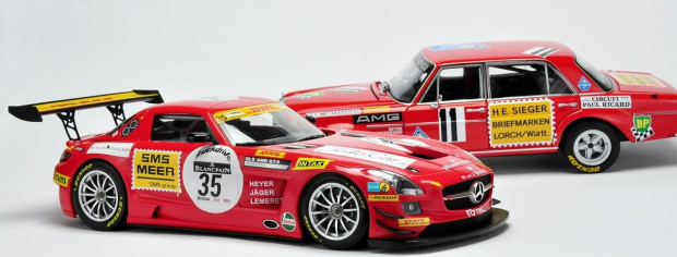 Mercedes SLS AMG GT3 Black Falcon SPA 2011 & Mercedes 300 SEL 6.8 AMG 24H PAUL Richard 1971 - 1:18