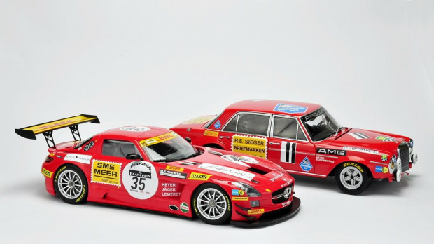 Mercedes SLS AMG GT3 Black Falcon SPA 2011 & Mercedes 300 SEL 6.8 AMG 24H PAUL Richard 1971 - 1:18