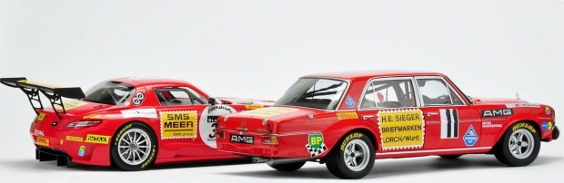 Mercedes SLS AMG GT3 Black Falcon SPA 2011 & Mercedes 300 SEL 6.8 AMG 24H PAUL Richard 1971 - 1:18