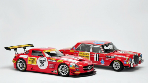 Mercedes SLS AMG GT3 Black Falcon SPA 2011 & Mercedes 300 SEL 6.8 AMG 24H PAUL Richard 1971 - 1:18