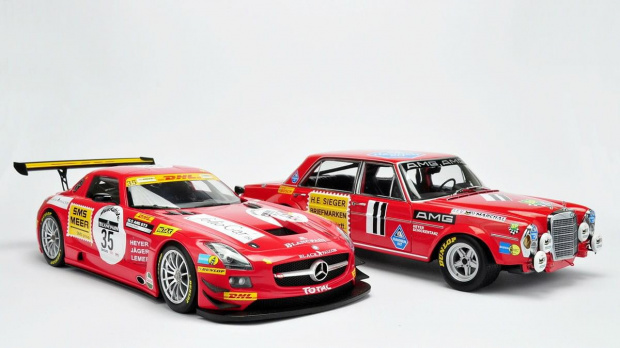 Mercedes SLS AMG GT3 Black Falcon SPA 2011 & Mercedes 300 SEL 6.8 AMG 24H PAUL Richard 1971 - 1:18