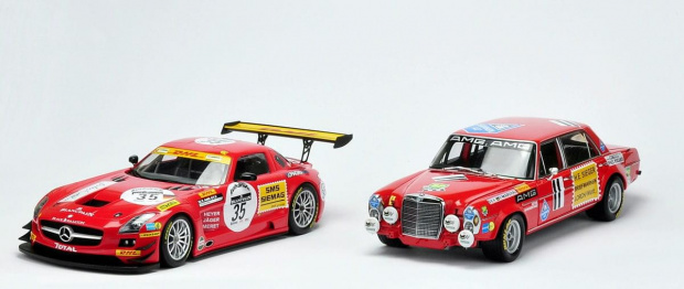 Mercedes SLS AMG GT3 Black Falcon SPA 2011 & Mercedes 300 SEL 6.8 AMG 24H PAUL Richard 1971 - 1:18