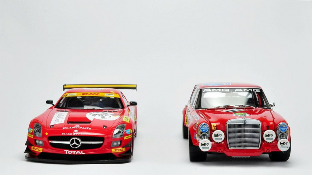 Mercedes SLS AMG GT3 Black Falcon SPA 2011 & Mercedes 300 SEL 6.8 AMG 24H PAUL Richard 1971 - 1:18