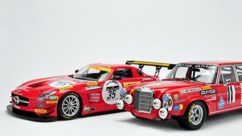 Mercedes SLS AMG GT3 Black Falcon SPA 2011 & Mercedes 300 SEL 6.8 AMG 24H PAUL Richard 1971 - 1:18