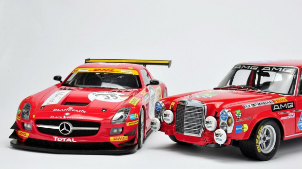 Mercedes SLS AMG GT3 Black Falcon SPA 2011 & Mercedes 300 SEL 6.8 AMG 24H PAUL Richard 1971 - 1:18