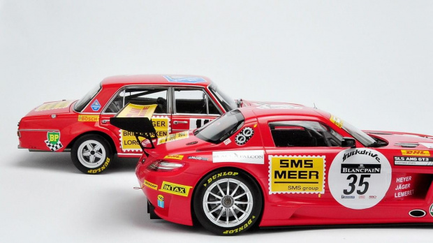 Mercedes SLS AMG GT3 Black Falcon SPA 2011 & Mercedes 300 SEL 6.8 AMG 24H PAUL Richard 1971 - 1:18