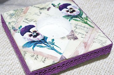 steresa, decoupage,świecznik drewniany #bombki #BożeNarodzenie #chustecznik #doniczkai #dzwonki #ozdoby #steresa #świąteczne