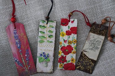 steresa, decoupage, zakładka do książki #bombki #BożeNarodzenie #chustecznik #doniczkai #dzwonki #ozdoby #steresa #świąteczne